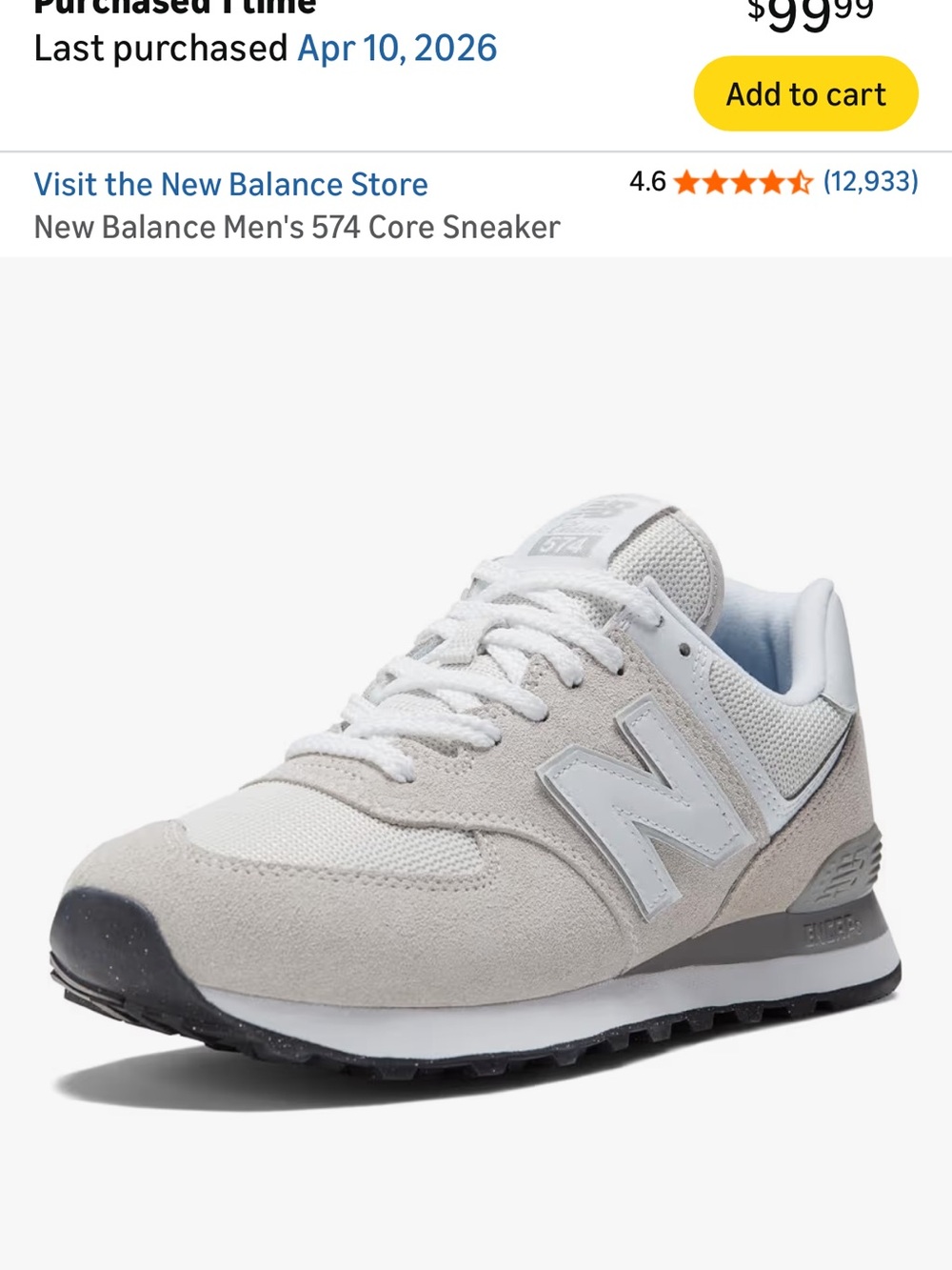 New Balance Men's Sneaker in Light Gray and White